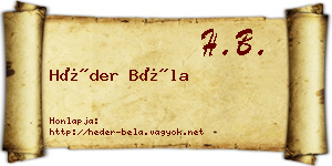 Héder Béla névjegykártya